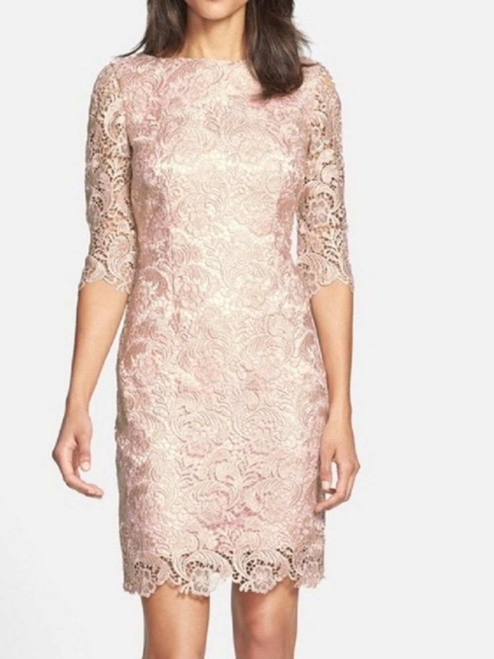 Eliza J Blush Pink Lace Midi Dress